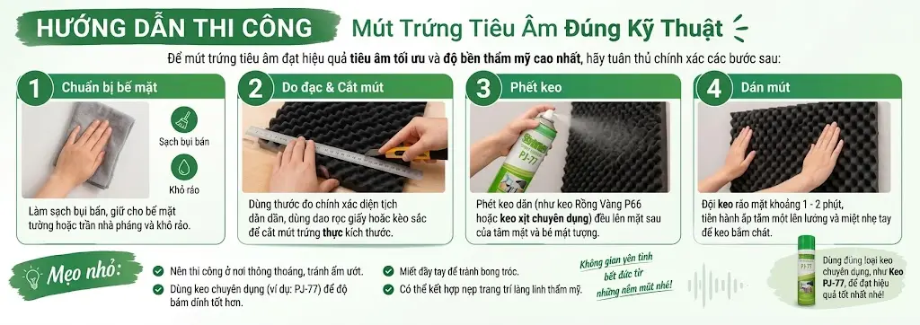 Hướng dẫn thi công mút trứng tiêu âm