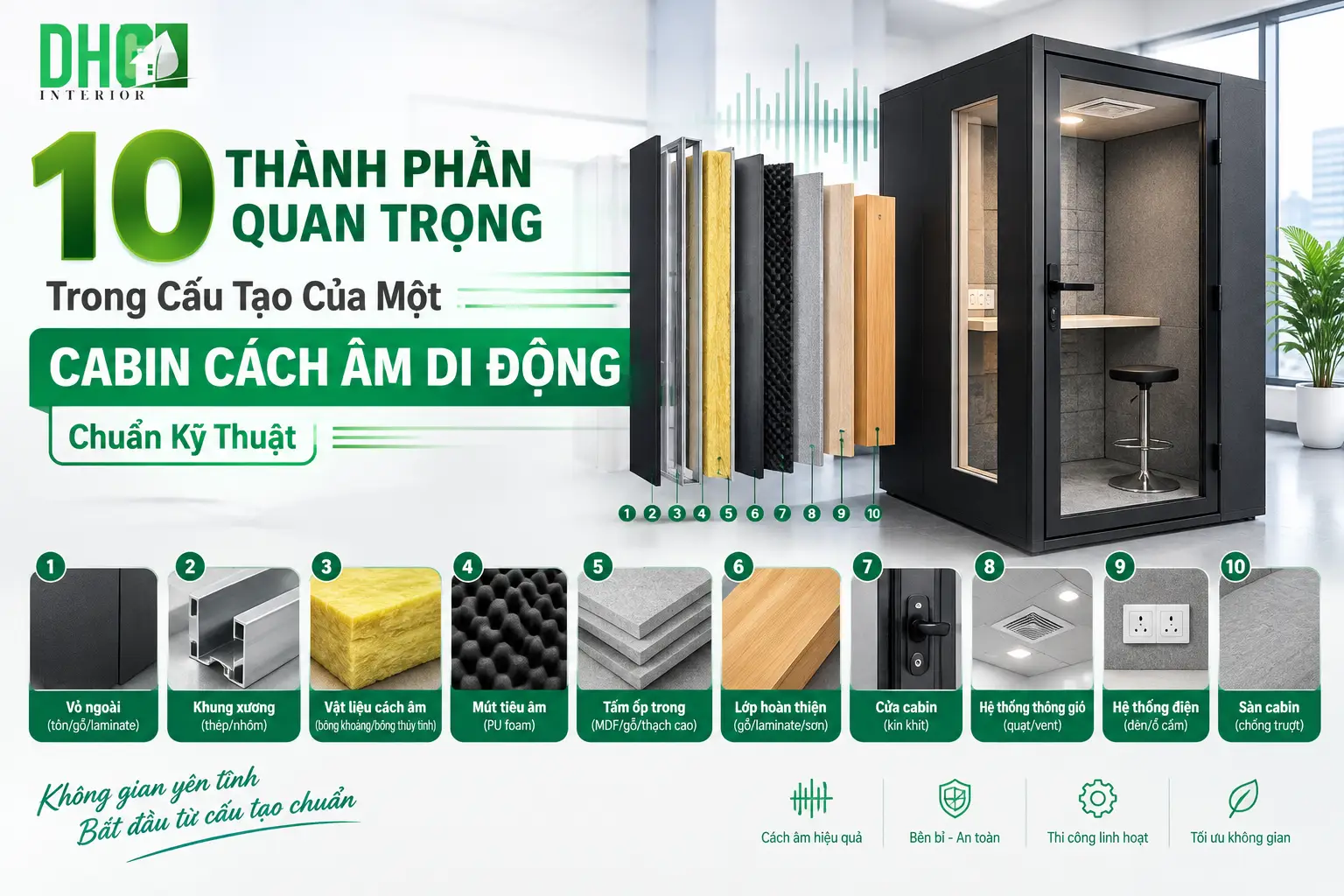 10 Thành Phần Quan Trọng Trong Cấu Tạo Của Một Cabin Cách Âm Di Động Chuẩn Kỹ Thuật 1 10 Thành Phần Quan Trọng Trong Cấu Tạo Của Một Cabin Cách Âm Di Động Chuẩn Kỹ Thuật
