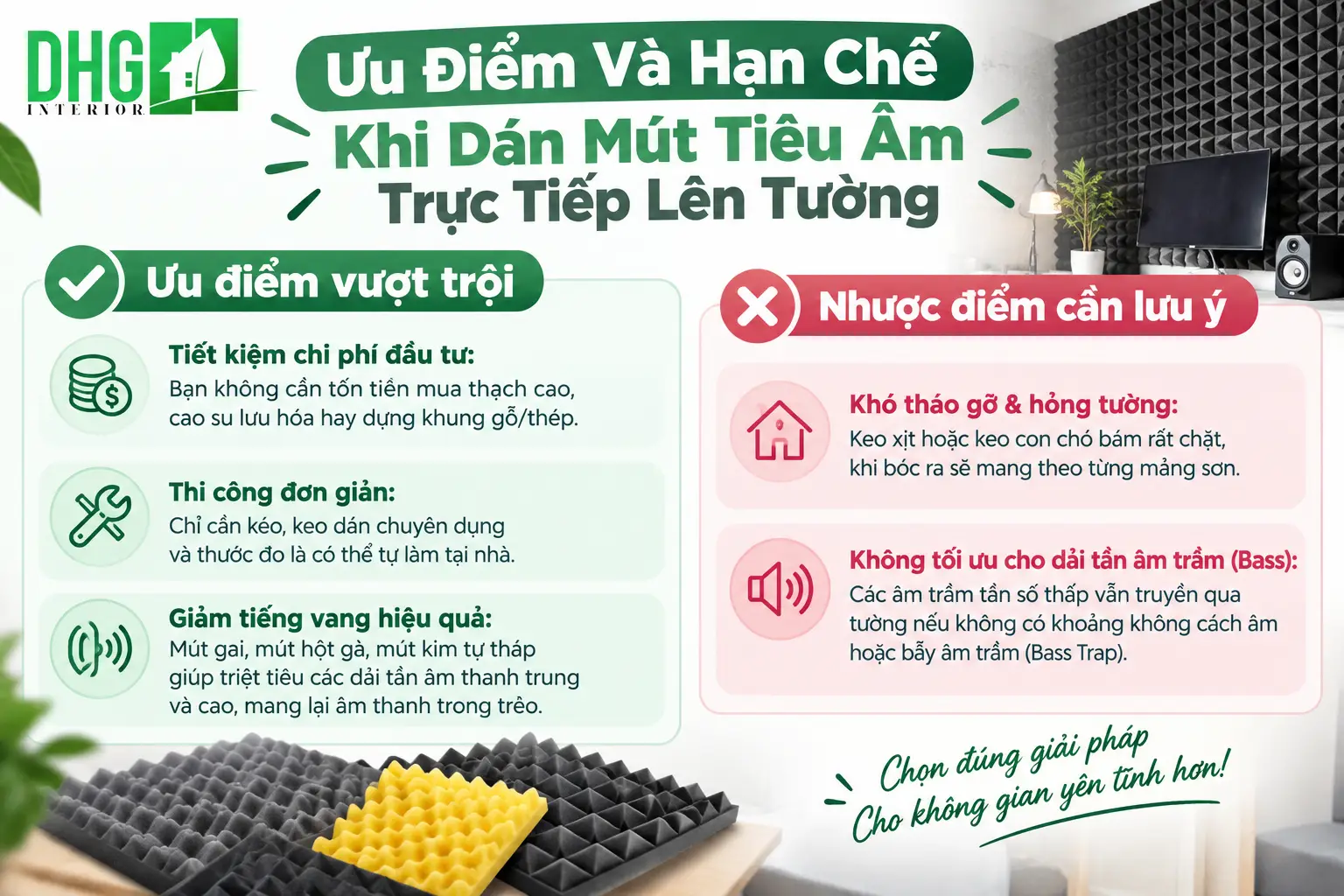 5 Lý Do Có Nên Dán Mút Tiêu Âm Trực Tiếp Lên Tường Hay Không? 2 Ưu Điểm Và Hạn Chế Khi Dán Mút Tiêu Âm Trực Tiếp Lên Tường