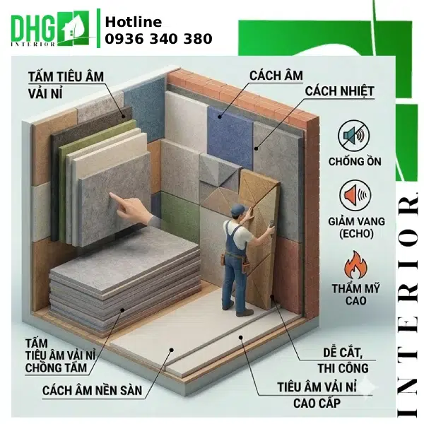 Tấm tiêu âm vải nỉ