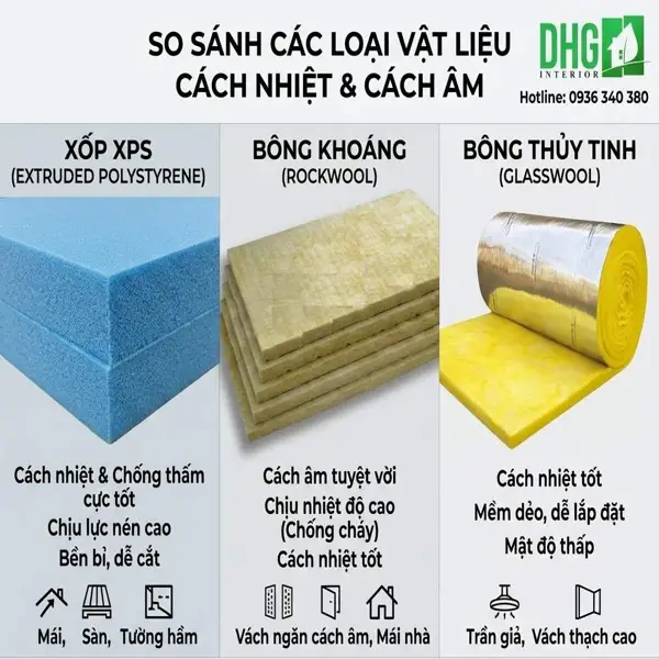 So Sánh Bông Khoáng vs Bông Thủy Tinh vs XPS – Giải Pháp Cách Âm Cách Nhiệt Tốt Nhất 2026