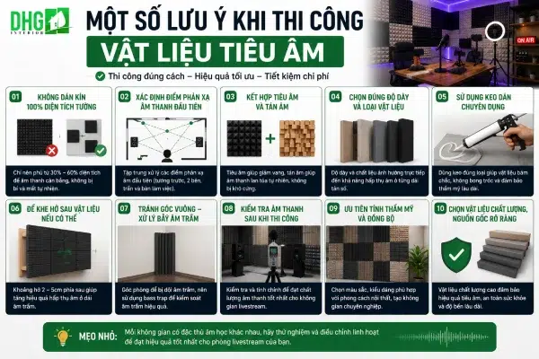 Một số lưu ý khi thi công vật liệu tiêu âm