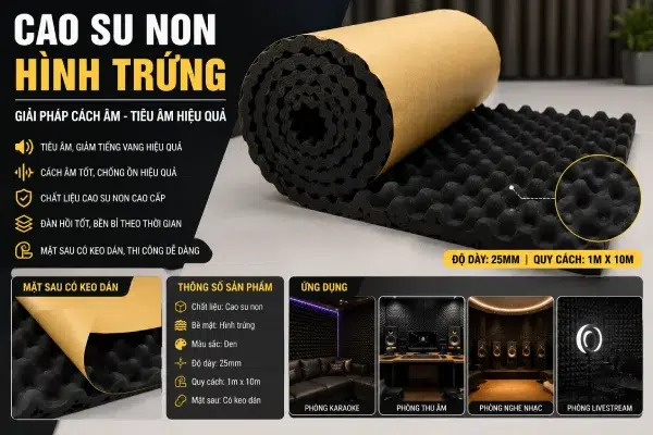 Cao su non hình trứng có keo dán